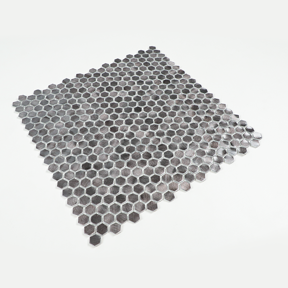 Gravity Aluminium 3D Hexagon Mosaic Wall Tiles, Mesh Mounted Metal Elements Backsplash for Kitchen Bathroom Accent Wall