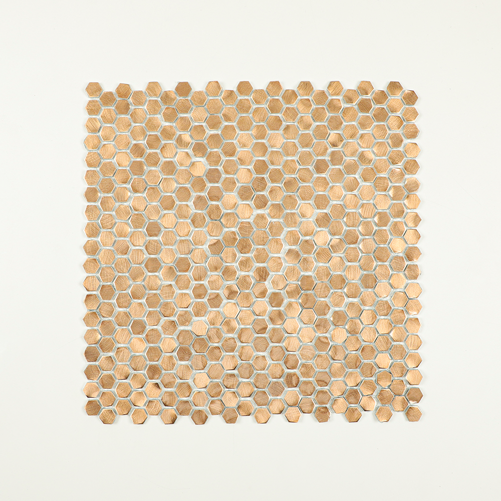 Gravity Aluminium 3D Hexagon Mosaic Wall Tiles, Mesh Mounted Metal Elements Backsplash for Kitchen Bathroom Accent Wall