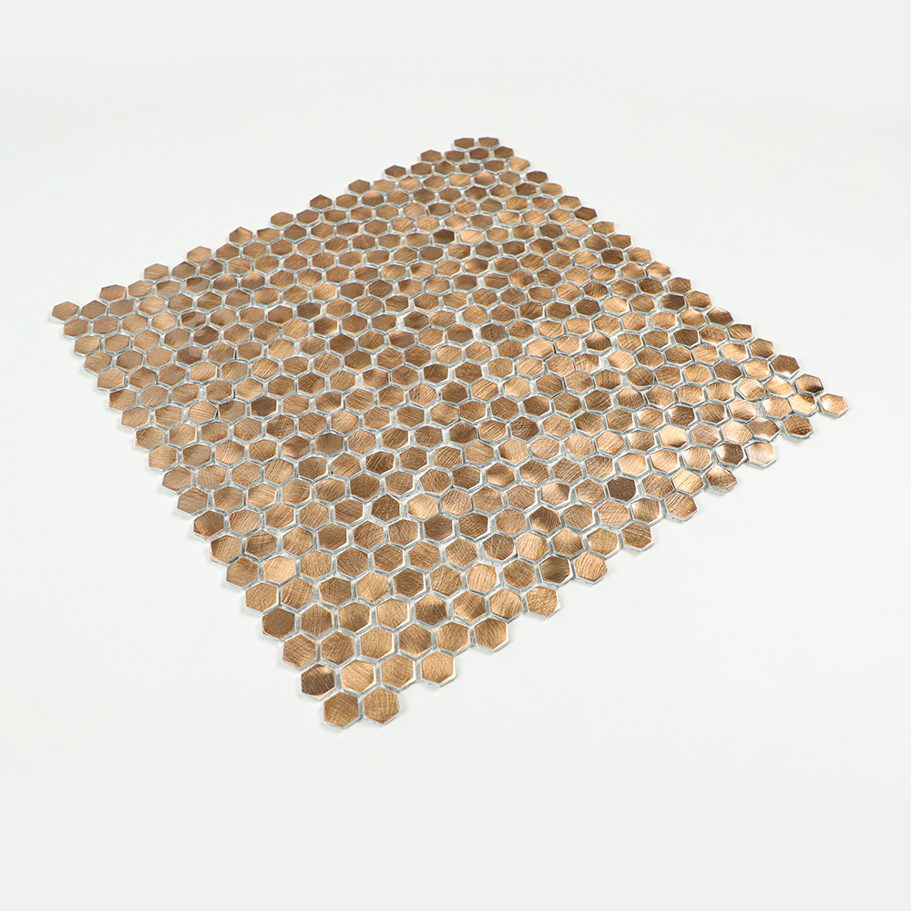 Gravity Aluminium 3D Hexagon Mosaic Wall Tiles, Mesh Mounted Metal Elements Backsplash for Kitchen Bathroom Accent Wall