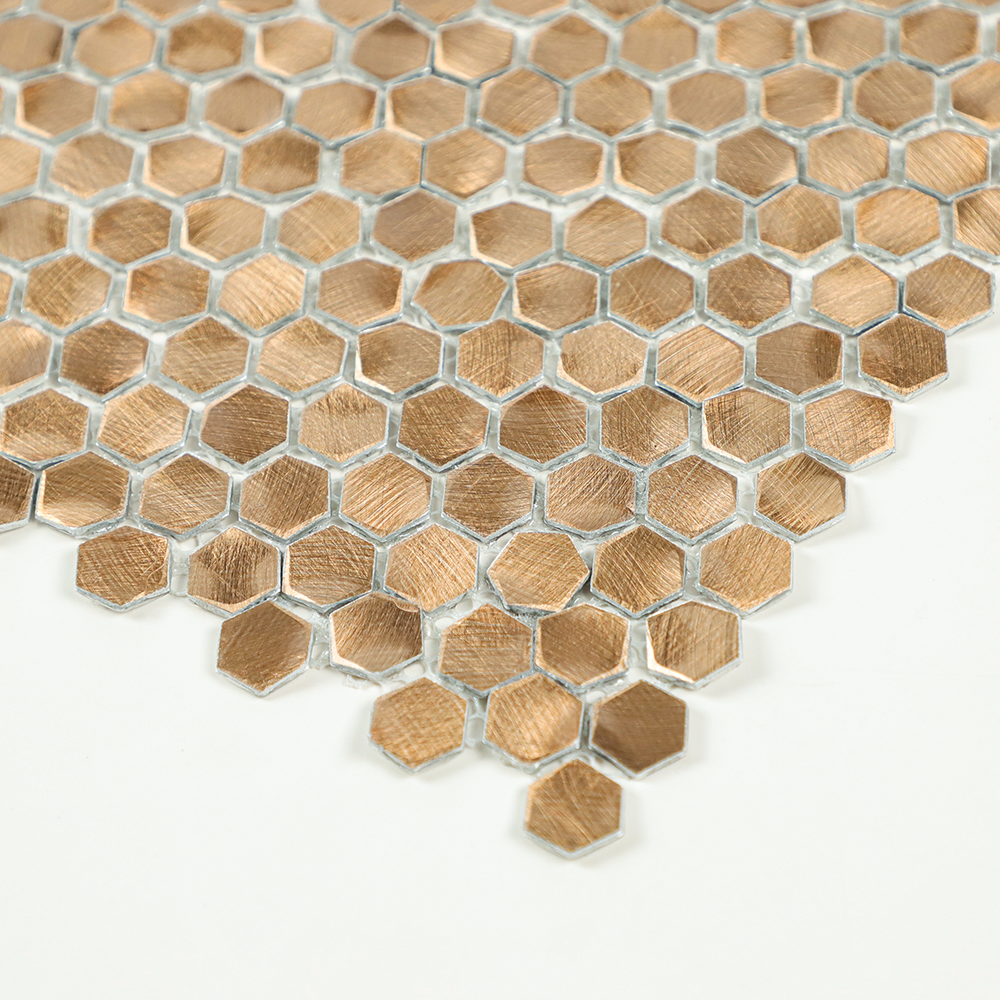 Gravity Aluminium 3D Hexagon Mosaic Wall Tiles, Mesh Mounted Metal Elements Backsplash for Kitchen Bathroom Accent Wall