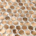 Gravity Aluminium 3D Hexagon Mosaic Wall Tiles, Mesh Mounted Solid Metal Backsplash