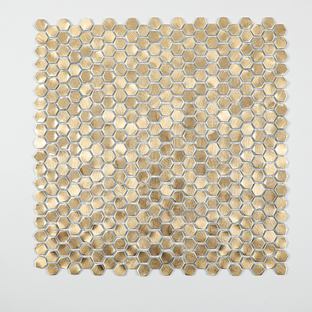 Gravity Aluminium 3D Hexagon Mosaic Wall Tiles, Mesh Mounted Metal Elements Backsplash for Kitchen Bathroom Accent Wall