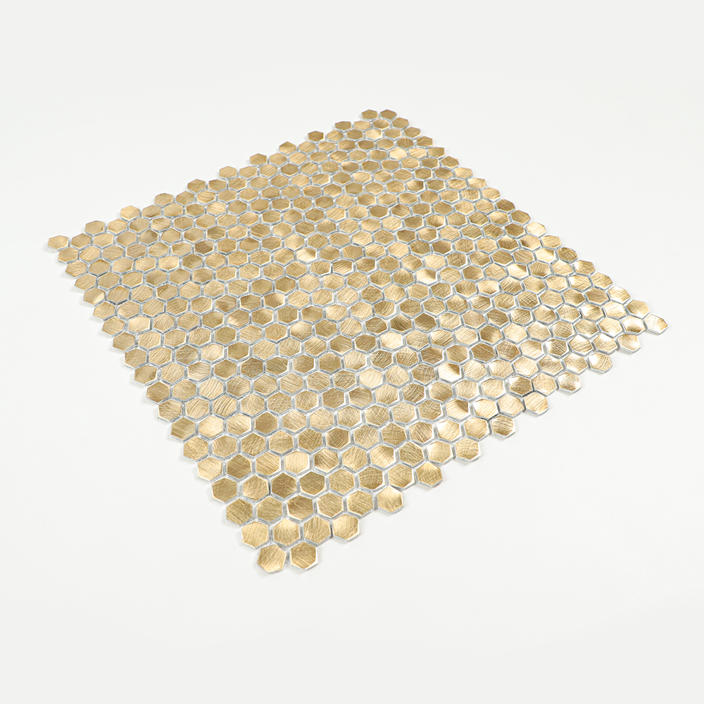 Gravity Aluminium 3D Hexagon Mosaic Wall Tiles, Mesh Mounted Metal Elements Backsplash for Kitchen Bathroom Accent Wall