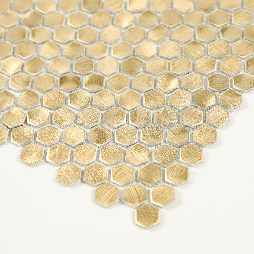 Gravity Aluminium 3D Hexagon Mosaic Wall Tiles, Mesh Mounted Metal Elements Backsplash for Kitchen Bathroom Accent Wall