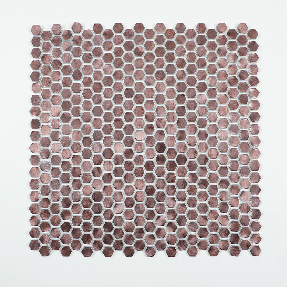 Gravity Aluminium 3D Hexagon Mosaic Wall Tiles, Mesh Mounted Metal Elements Backsplash for Kitchen Bathroom Accent Wall