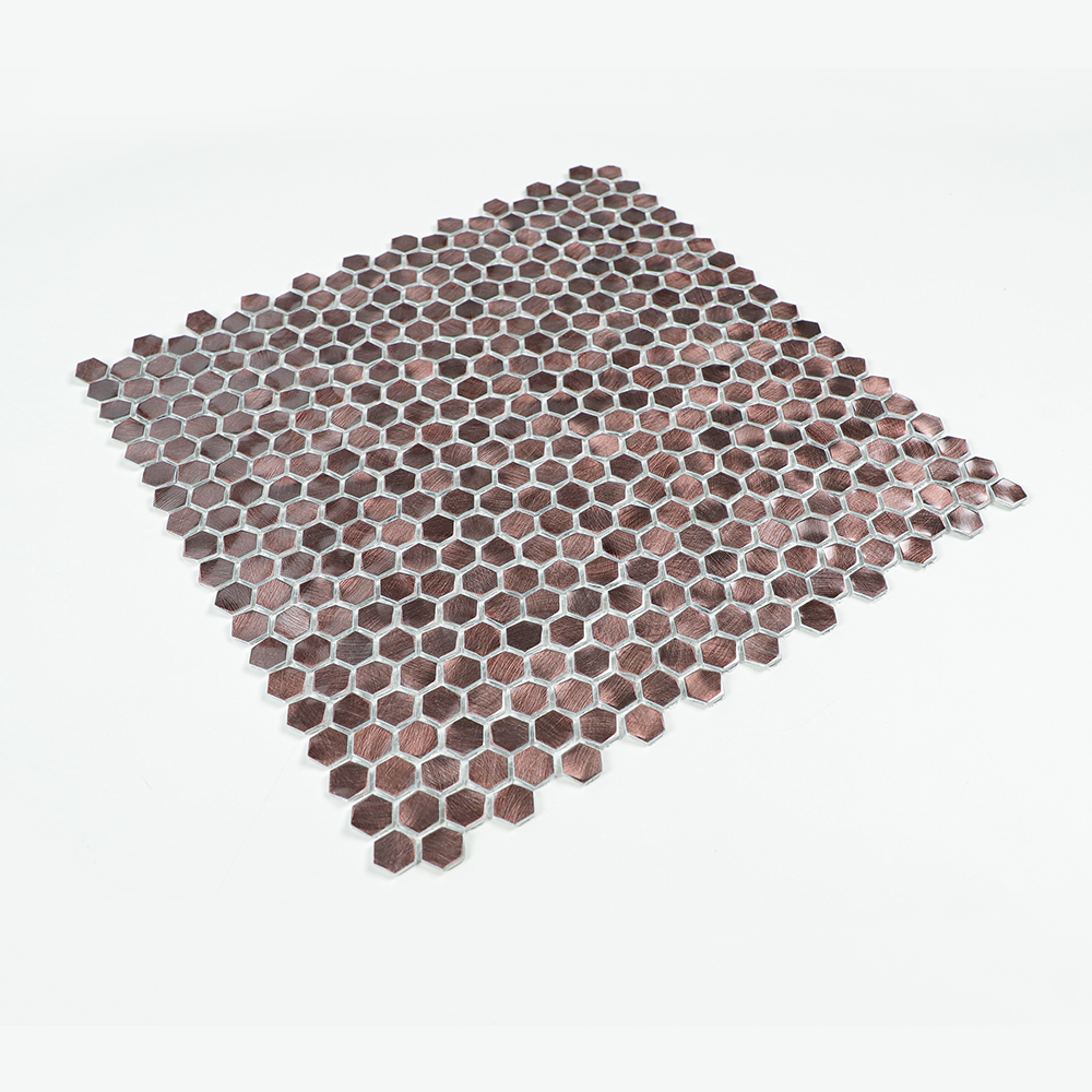 Gravity Aluminium 3D Hexagon Mosaic Wall Tiles, Mesh Mounted Metal Elements Backsplash for Kitchen Bathroom Accent Wall
