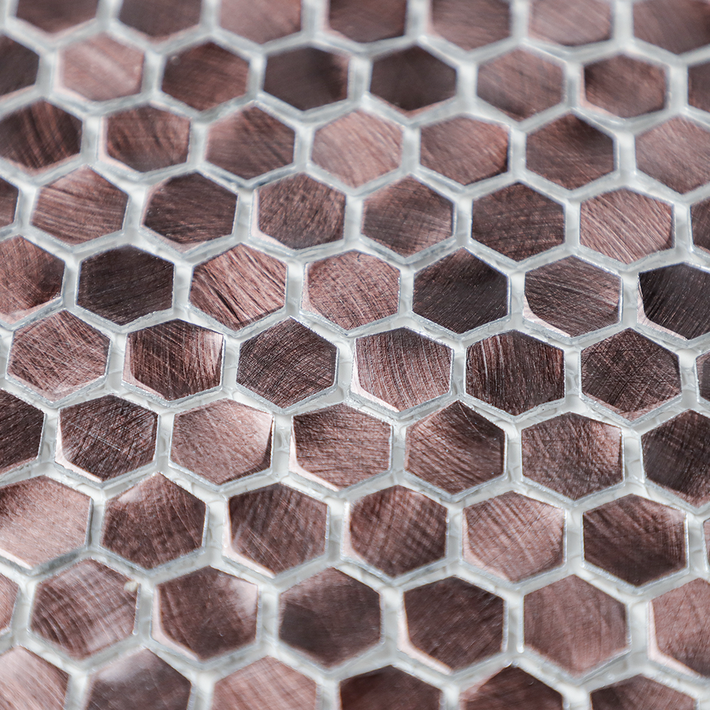 Gravity Aluminium 3D Hexagon Mosaic Wall Tiles, Mesh Mounted Metal Elements Backsplash for Kitchen Bathroom Accent Wall