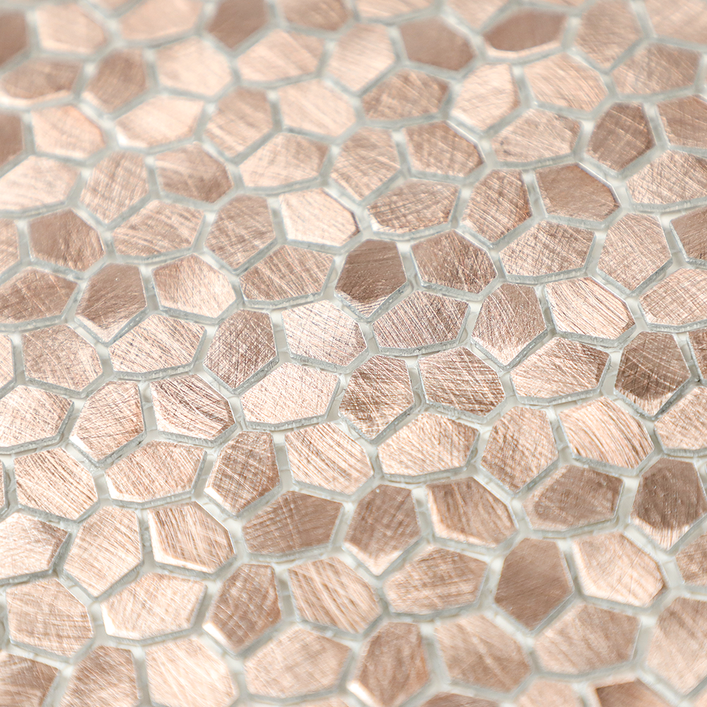 Gravity Aluminium Irregular Hexagon Tile, Brushed Metal Mesh Mounted 3D Mosaic Wall Tiles for Kitchen Bathroom Accent Wall Backsplash