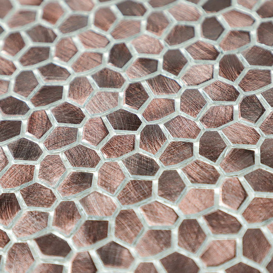 Gravity Aluminium Irregular Hexagon Tile, Brushed Metal Mesh Mounted 3D Mosaic Wall Tiles for Kitchen Bathroom Accent Wall Backsplash