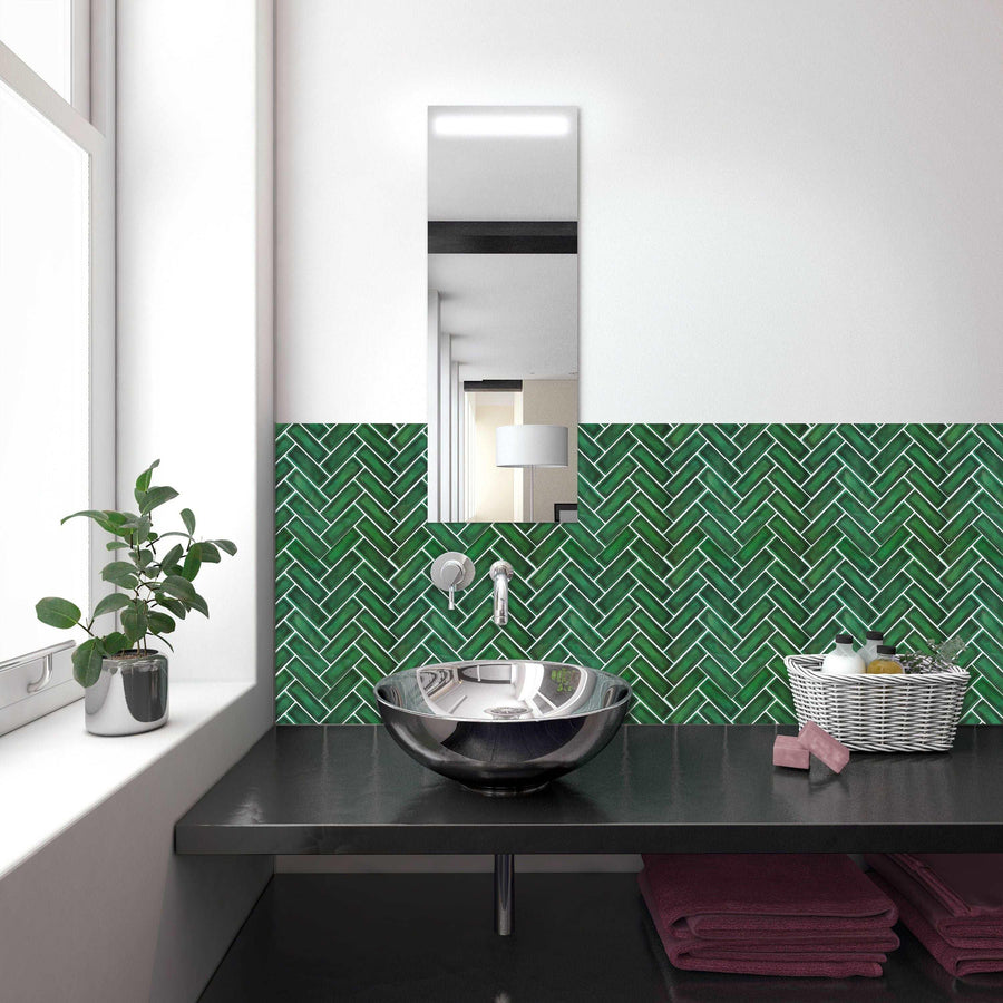 11.8" x 9.9" Peel and Stick Backsplash Herringbone Tile (Set of 10)