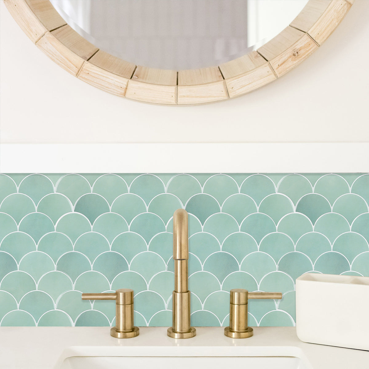 10 Sheets Pink Peel and Stick Backsplash Fish Scale Tile, Removable Renter Friendly Backsplash 3D Adhesive Stick on Wall Tiles for Kitchen Bathroom