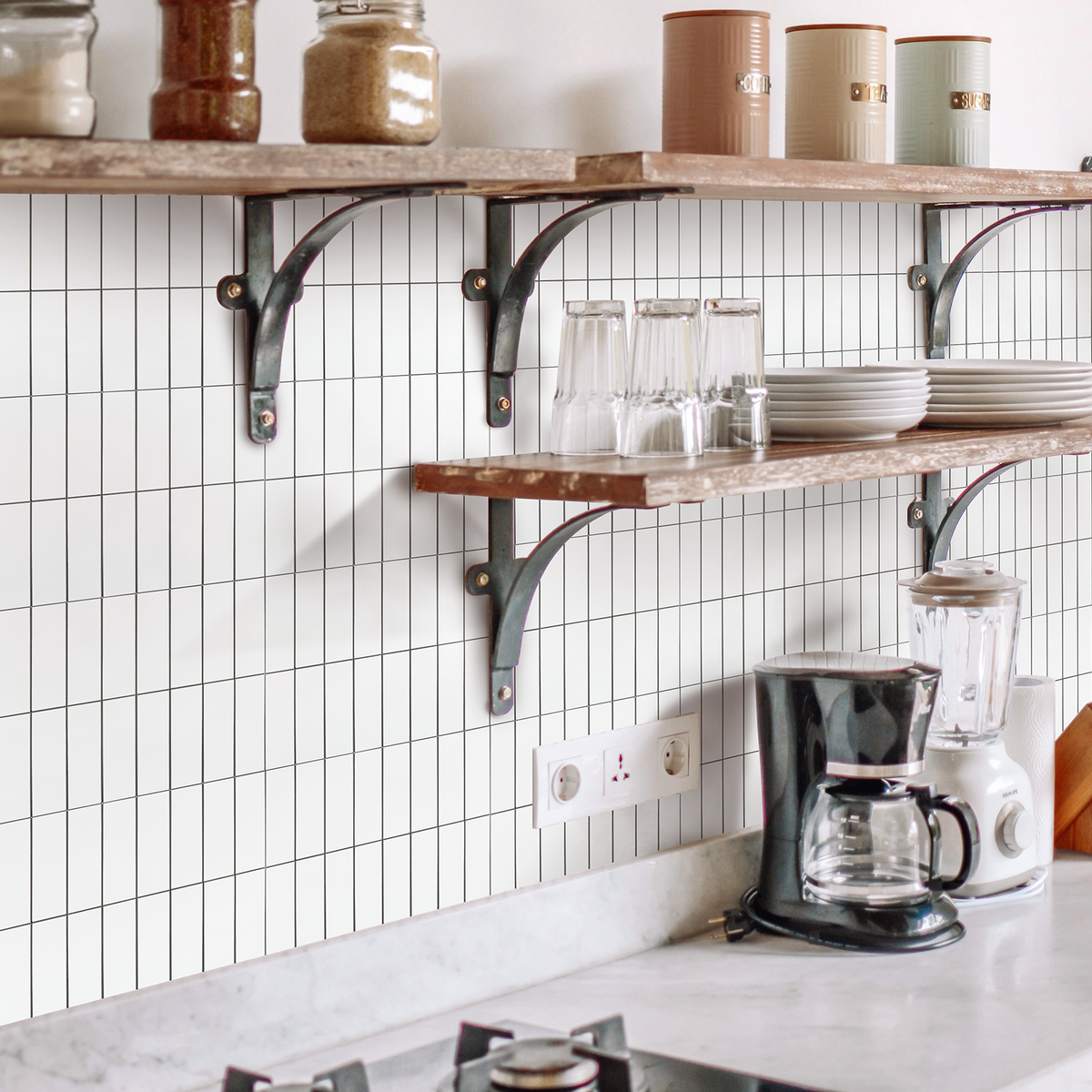 Peel and Stick Backsplash, Aluminum Composite Stacked Linear Tile, Subway Backsplash Stick on Wall Tiles for Kitchen Bathroom