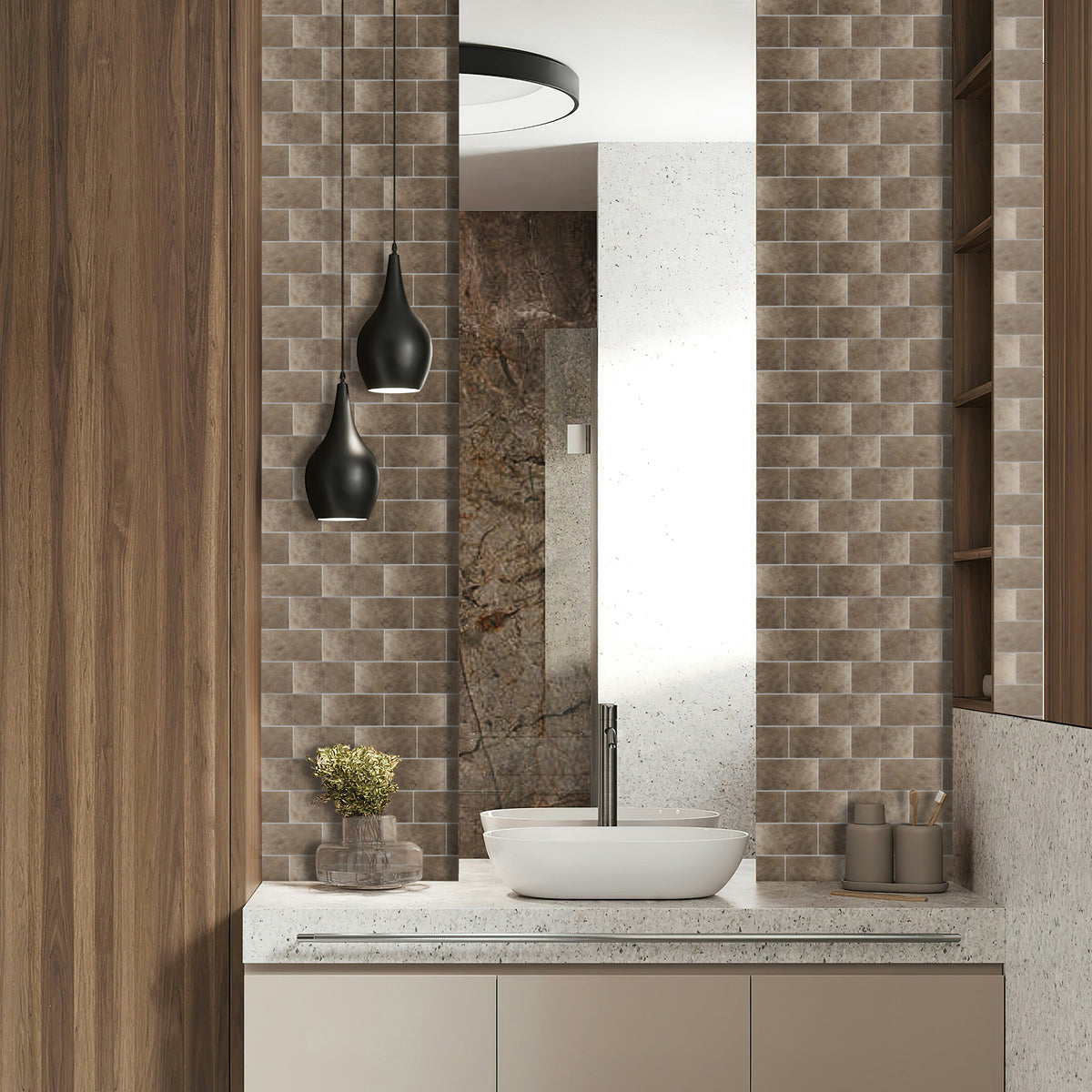 48 Pieces 3"x6" Peel and Stick Backsplash, Metal Backsplash Peel and Stick Subway Tile for Kitchen Bathroom Fireplace
