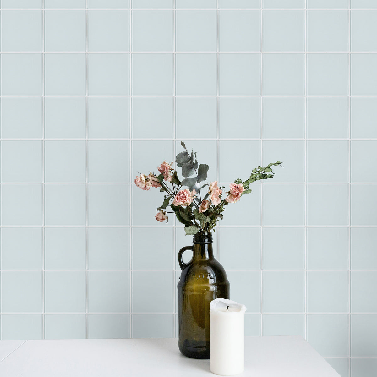 Peel and Stick Glass Tile, Square Mosaic Wall Tiles with Frame, Stick on Glass Backsplash (5 Sheets, 12"x12")