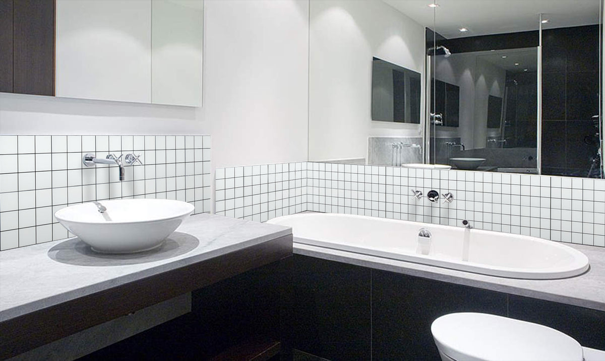 Peel and Stick Glass Tile, Square Mosaic Wall Tiles with Frame, Stick on Glass Backsplash (5 Sheets, 12"x12")