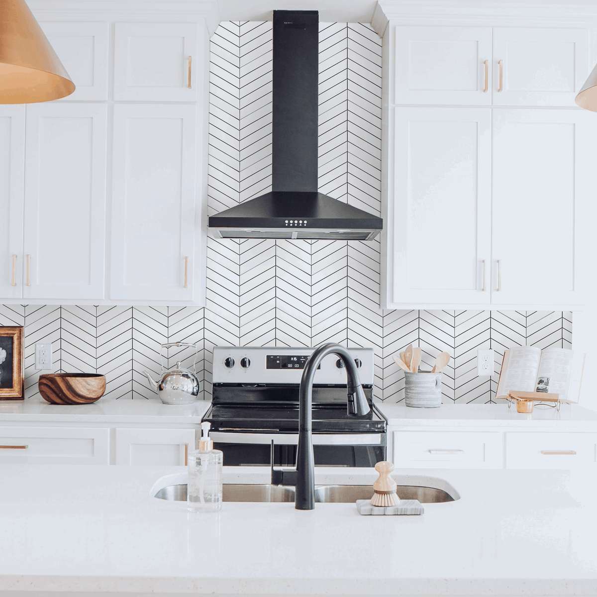 Chevron Backsplash Peel and Stick Wall Tiles (6 Sheets)