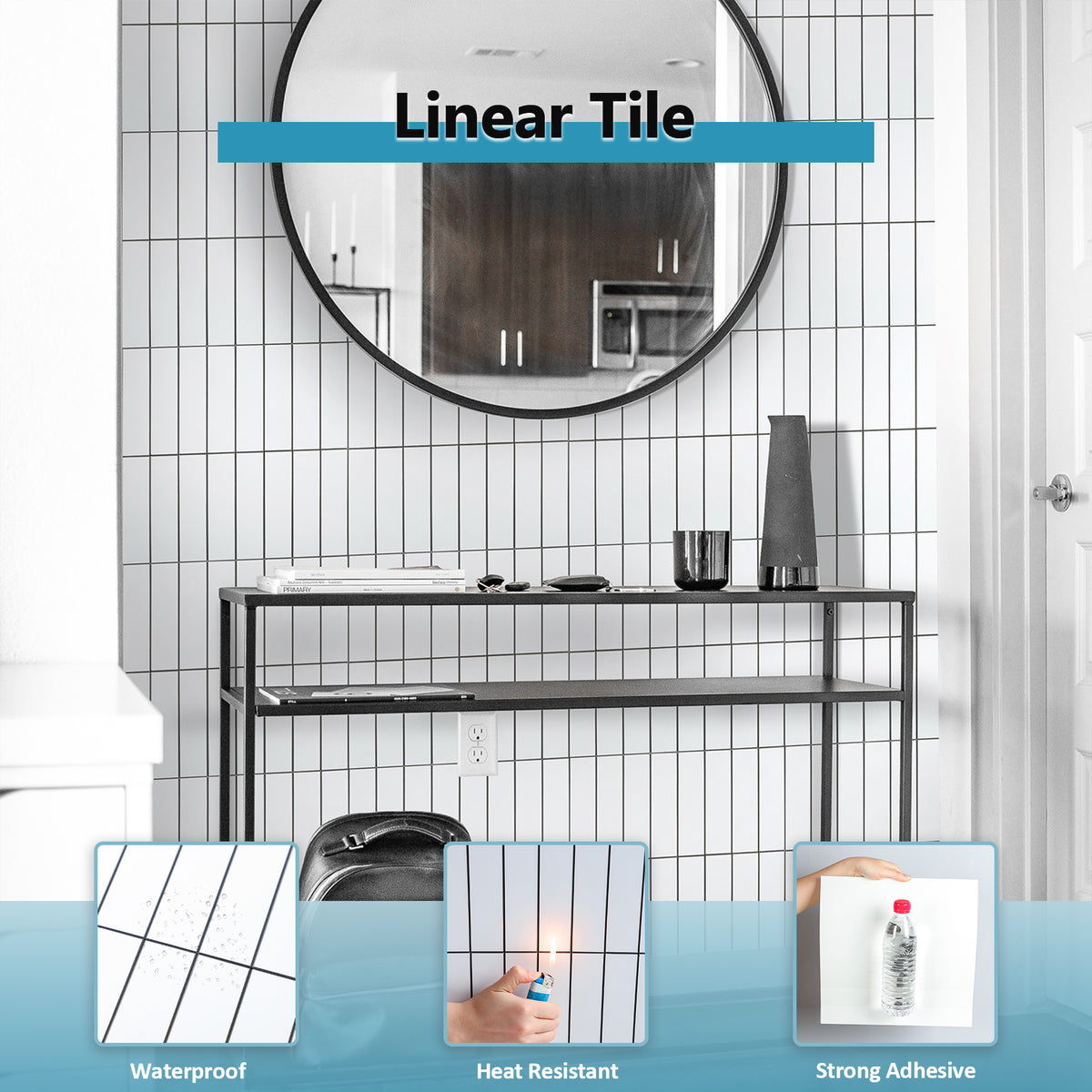 Peel and Stick Backsplash, Aluminum Composite Stacked Linear Tile, Subway Backsplash Stick on Wall Tiles for Kitchen Bathroom