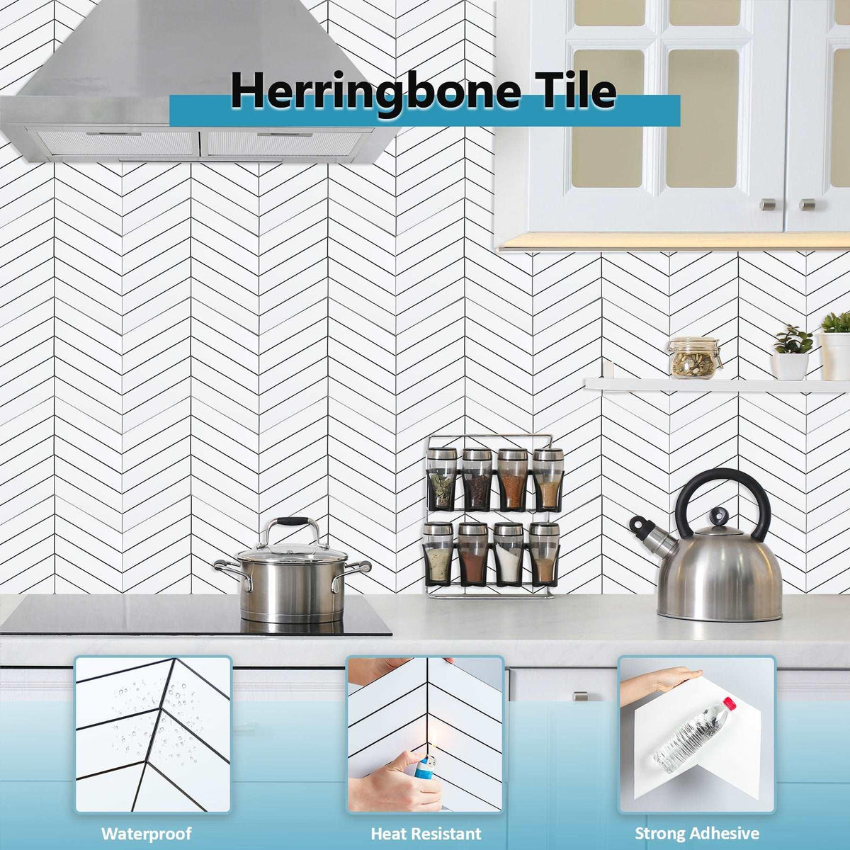 Chevron Backsplash Peel and Stick Wall Tiles (6 Sheets)