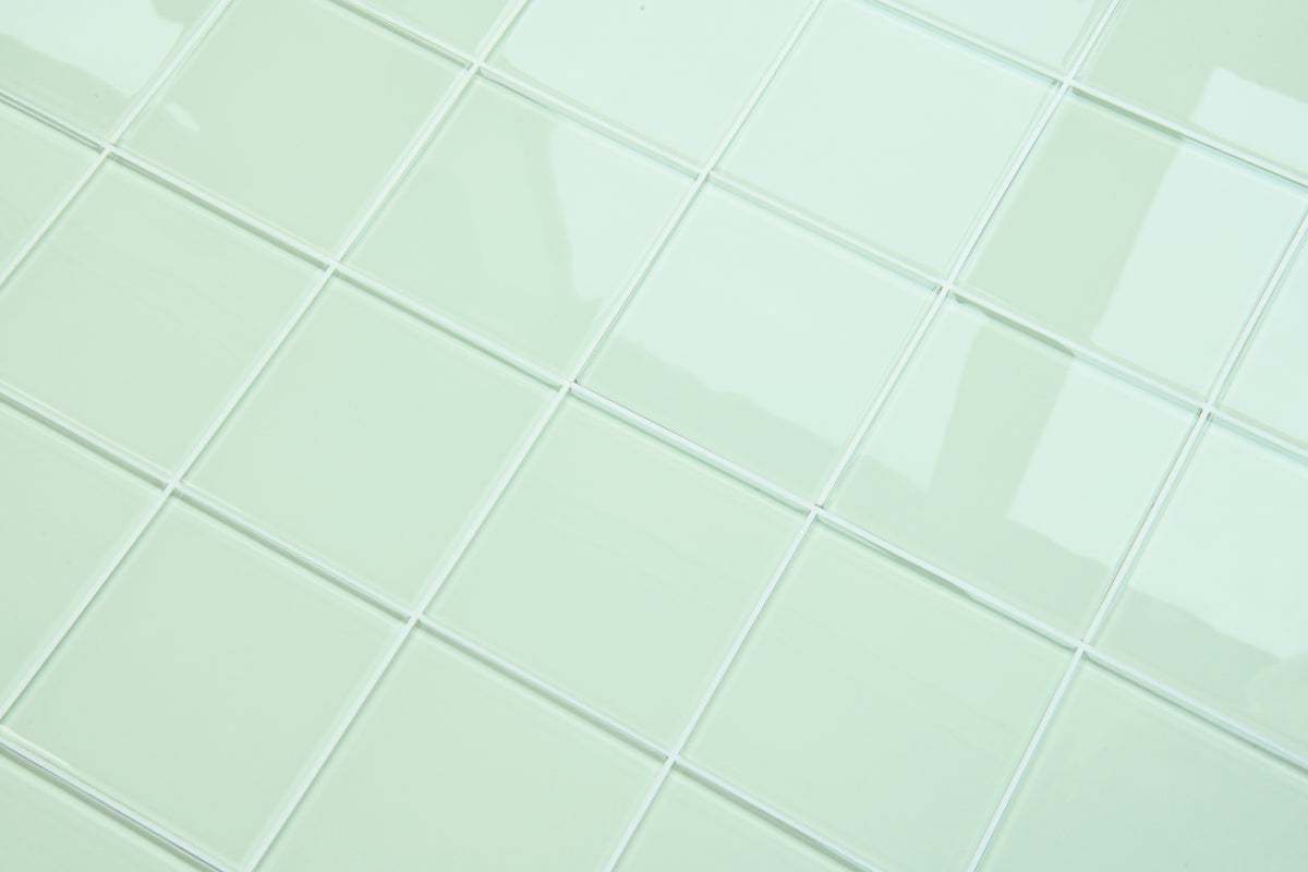 Peel and Stick Glass Tile, Square Mosaic Wall Tiles with Frame, Stick on Glass Backsplash (5 Sheets, 12"x12")