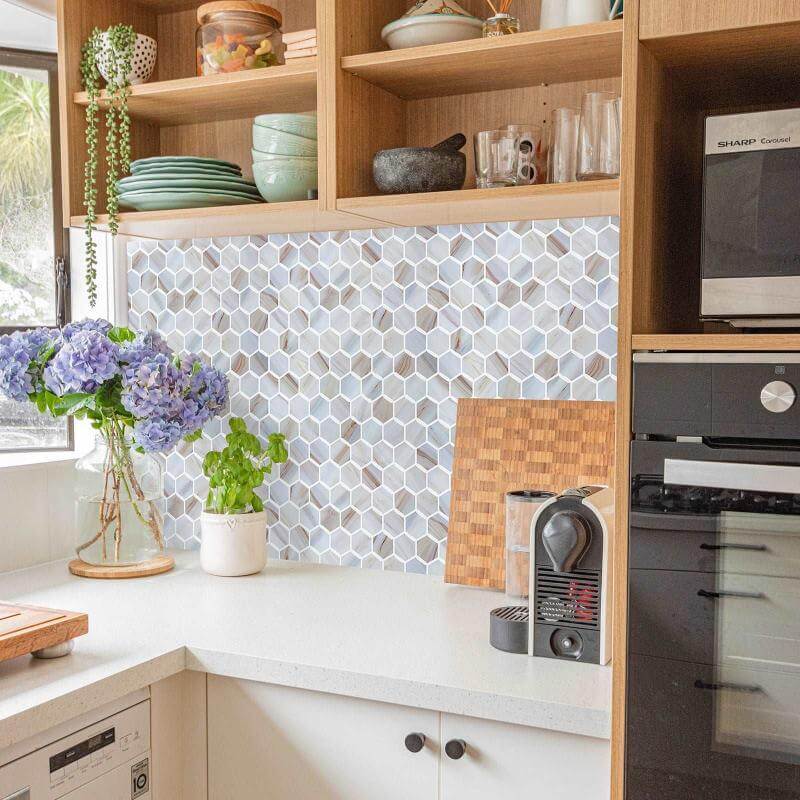Peel and Stick Backsplash Hexagon Tile Sticker