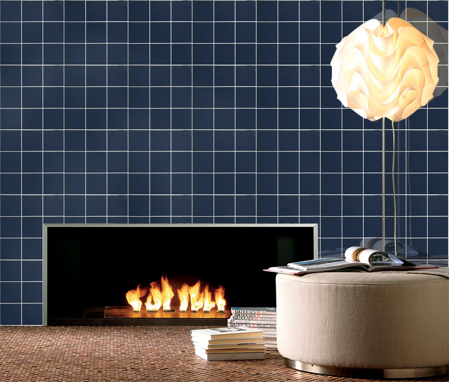 Peel and Stick Glass Tile, Square Mosaic Wall Tiles with Frame, Stick on Glass Backsplash (5 Sheets, 12"x12")
