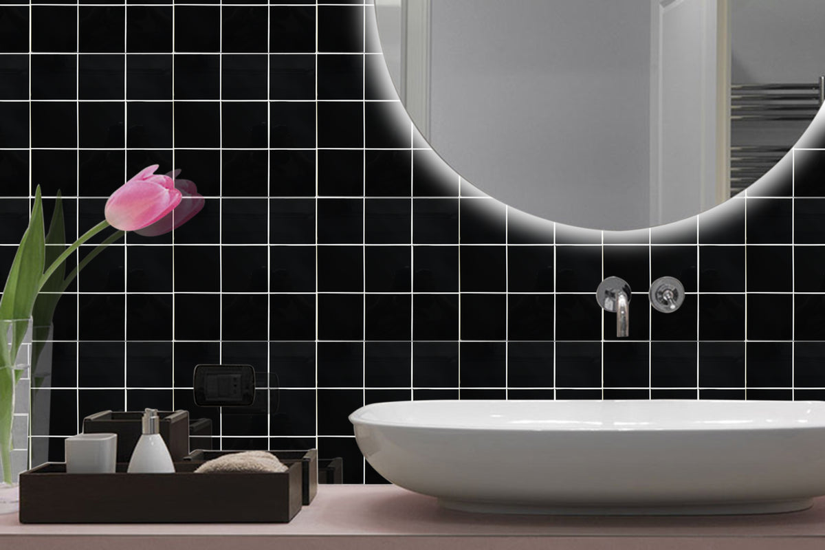 Peel and Stick Glass Tile, Square Mosaic Wall Tiles with Frame, Stick on Glass Backsplash (5 Sheets, 12"x12")