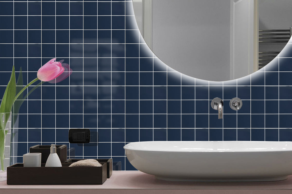 Peel and Stick Glass Tile, Square Mosaic Wall Tiles with Frame, Stick on Glass Backsplash (5 Sheets, 12"x12")
