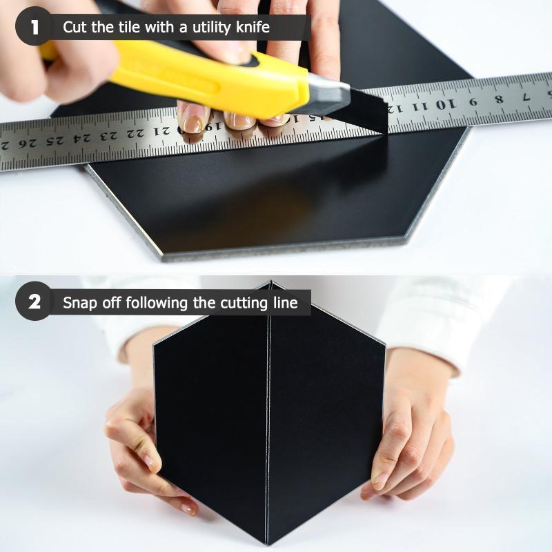 Black Peel and Stick Backsplash Large Aluminum Hexagon Tile (32 Pieces) - HOMEART