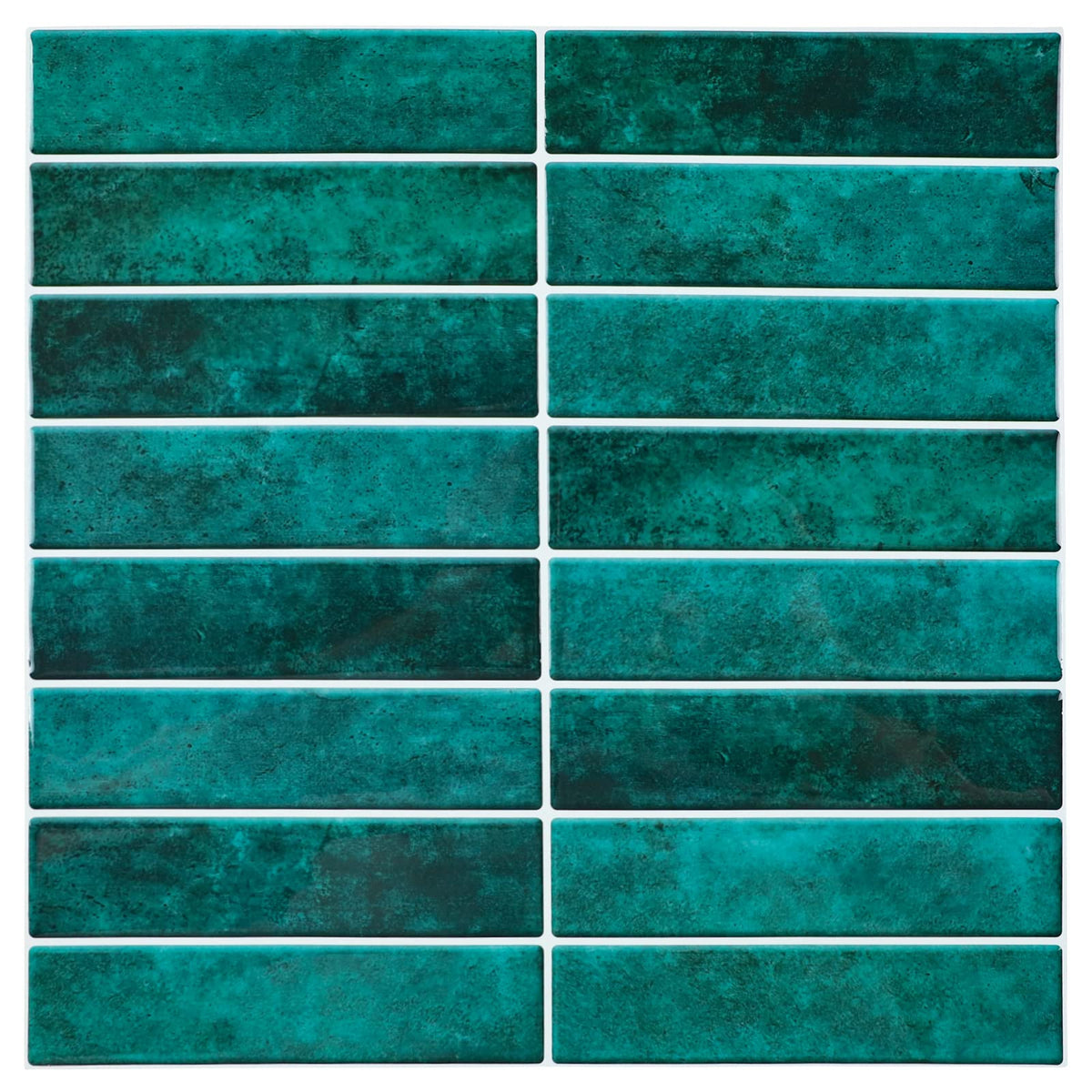 10 Sheets Green Peel and Stick Backsplash, 12'' x 12'' 3D Adhesive Subway Tiles Stick on Backsplash for Kitchen Bathroom