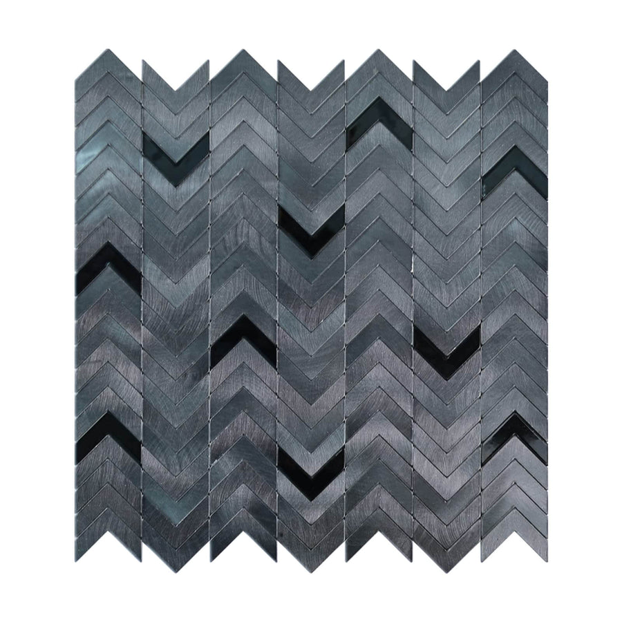 Black Peel and Stick Backsplash, Mini Herringbone Stick on Wall Tiles Self-Adhesive Aluminum Metal Backsplash for Kitchen Fireplace (12 Sheets) - HOMEART