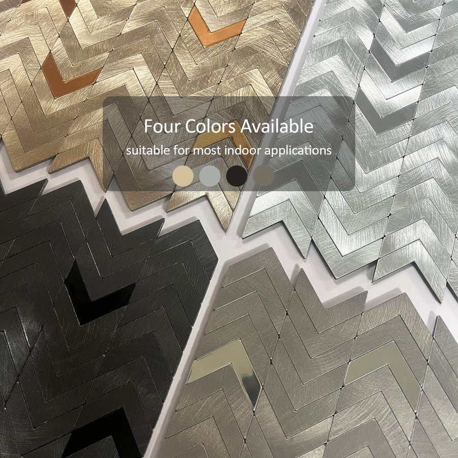 Black Peel and Stick Backsplash, Mini Herringbone Stick on Wall Tiles Self-Adhesive Aluminum Metal Backsplash for Kitchen Fireplace (12 Sheets) - HOMEART
