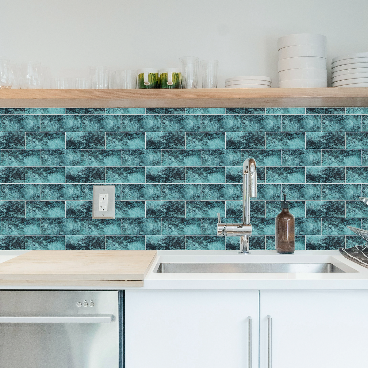10 Sheets of 11.4" x 8.3" 3D Adhesive Peel and Stick Backsplash Tiles, Thicker Design Subway Peel and Stick Backsplah Wall Tile for Kitchen, Bathroom
