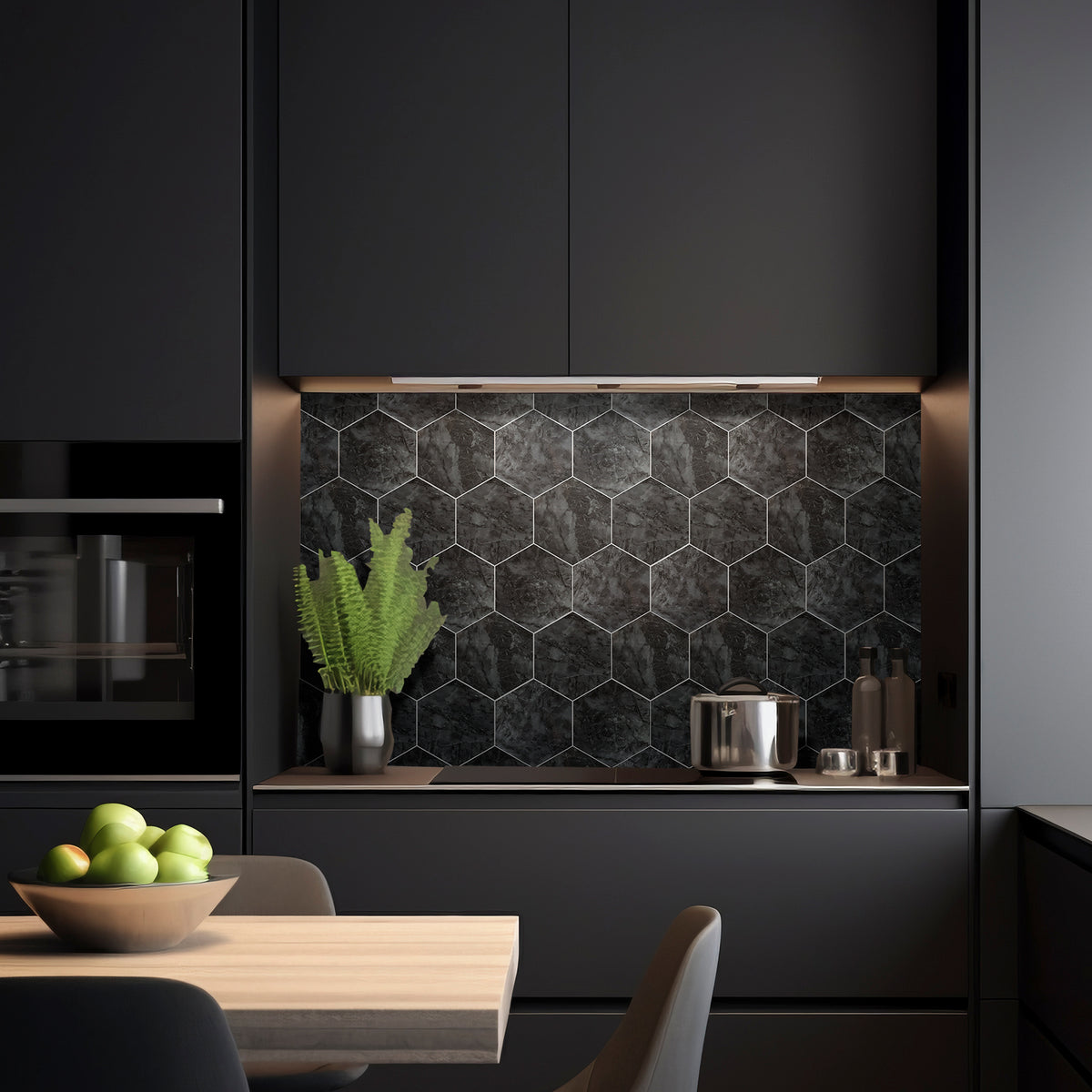 16-Piece Hexagon Peel and Stick Backsplash Tiles, 9"x7.87" Self Adhesive Glossy Faux Marble Wall Tile for DIY Home Decor