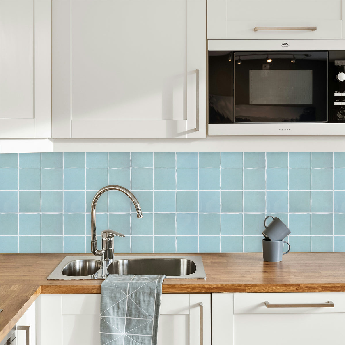 10 Sheets Peel and Stick Backsplash Square Tile, 12" x 12" Self Adhesive Faux Handmade Peel and Stick Wall Tiles for Kitchen Bathroom