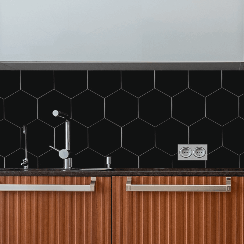 Black Peel and Stick Backsplash Large Hexagon Tile (32 Pieces)