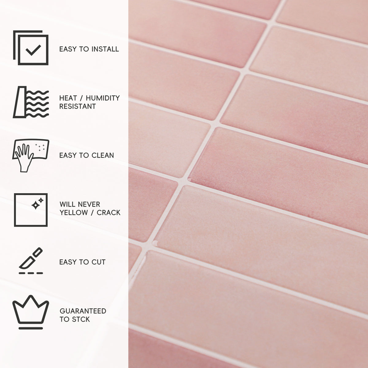 Peel and Stick Backsplash Tiles, 10 Sheets of 12" x 12" 3D Self Adhesive Peel and Stick Subway Tile for Kitchen, Bathroom, Wall Tile