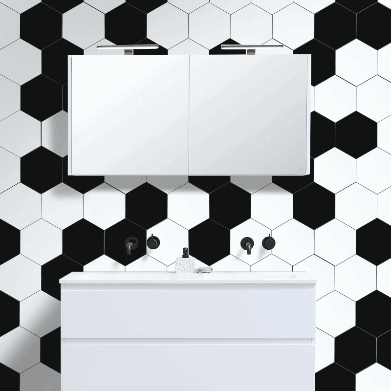 Black Peel and Stick Backsplash Large Hexagon Tile (32 Pieces)