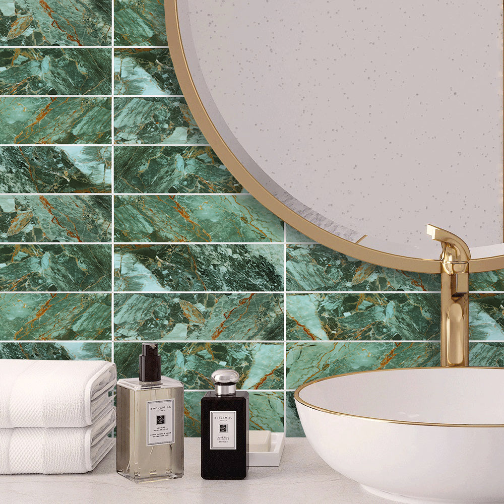 32PCS Peel and Stick Backsplash, 3” x 12” Metro Glossy Subway Tile Self Adhesive Stick on Wall Tiles for Kitchen Bathroom Fireplace